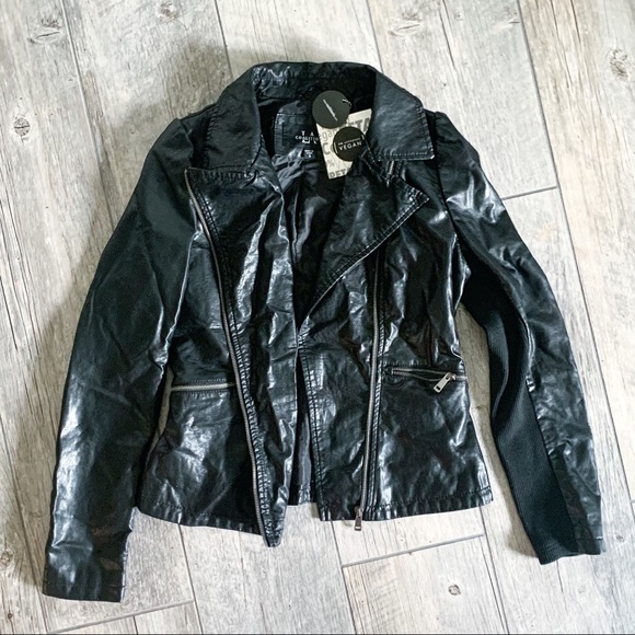 NWT LA COALITION Black Vegan Leather Jacket - Picture 2 of 16